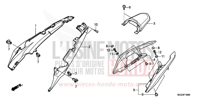 SITZVERKLEIDUNG von NC700X Schaltgetriebe DARKNESS BLACK METALLIC (NH463) von 2013